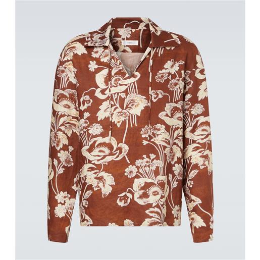 Commas camicia in lino con stampa floreale