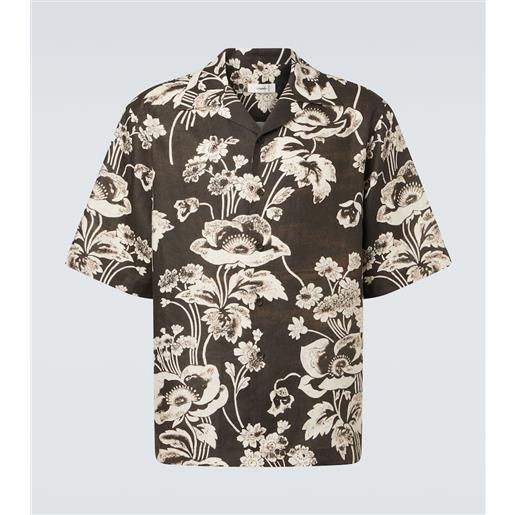 Commas camicia bowling in lino con stampa floreale