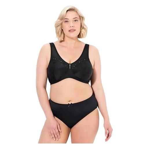 Ulla Popken reggiseno da donna, taglie forti, taglie forti, taglie forti, senza ferretto, pizzo, nero, 6d
