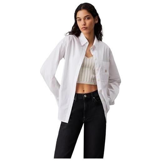 Calvin Klein Jeans calvin klein donna camicia woven label relaxed fit, bianco (bright white), s