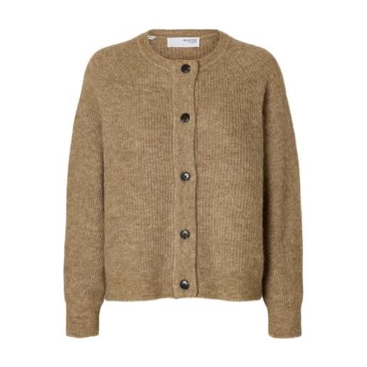 SELECTED FEMME slflulu ls knit short cardigan noos, sepia tint, s donna