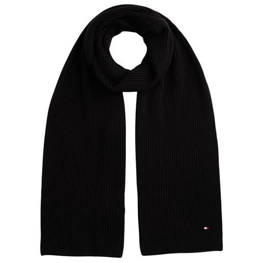 Tommy Hilfiger uomo sciarpa flag pima cotton cash in maglia a costine, nero (black), taglia unica