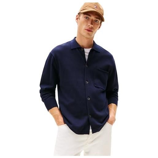 Tommy Hilfiger uomo giacca in maglia cardigan essential over shirt in cotone, beige (coastal taupe), l