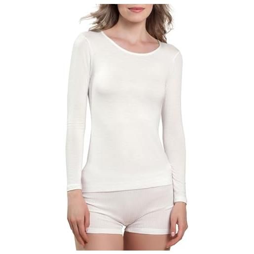 EGI maglia donna manica lunga modal cashmere bordino liscio elegante calda comoda made in italy, art. 5229 (it, testo, s, m, regular, regular, nero)