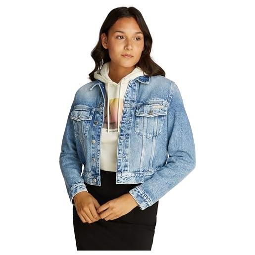 Calvin Klein donna giacca in jeans cropped 90s regular jacket corta, blu (denim light), xs