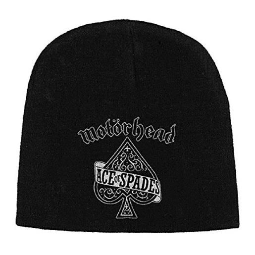 Motörhead motorhead beanie hat cap ace of spades classic logo ufficiale nuovo nero jersey size one size