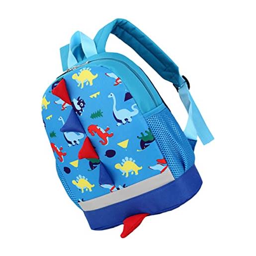 TOGEVAL 1pezzi zaino dinosauri ragazzo ragazza asilo e prima elementare borsa libro con tracolla regolabile resistente e portatile per ragazzi ragazze colore azzurro