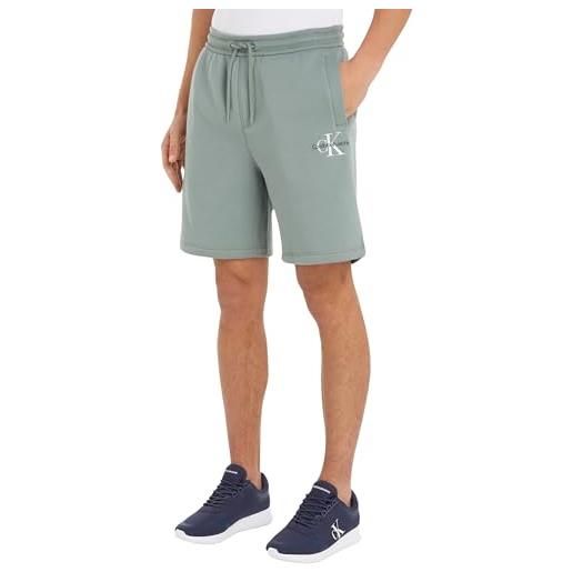 Calvin Klein jeans uomo pantaloncini in felpa monologo short vita elastica, grigio (slate gray), xs