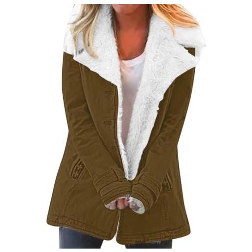 Generico parka donna invernale curvy piumino lungo donna cappotto caldo invernale parka con pelliccia giubbotto giacca termica trench coat cappotti cappotto grigio