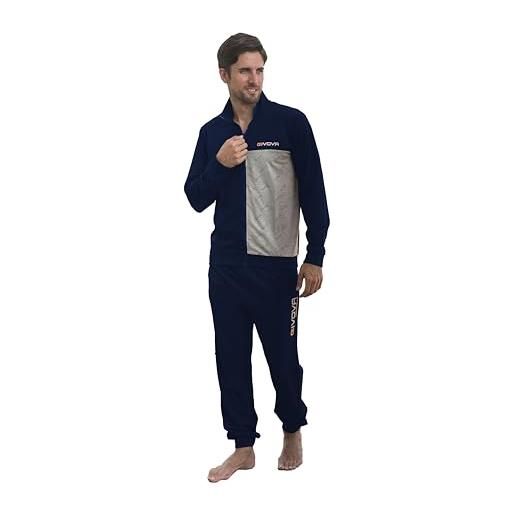 GIVOVA tuta homewear uomo in french terry, per mezze stagioni vari modelli maschile, primavera autunno (it, testo, m, regular, regular, g602f blu)