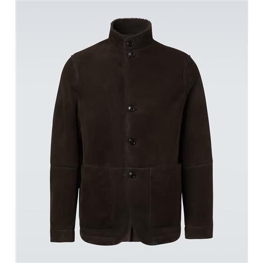 Zegna giacca il conte in suede con shearling