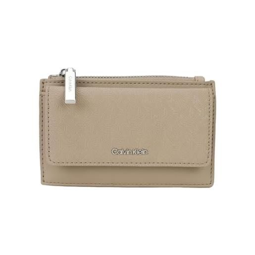 Calvin Klein donna porta carte must flap cardholder mono con zip, grigio (crockery), taglia unica