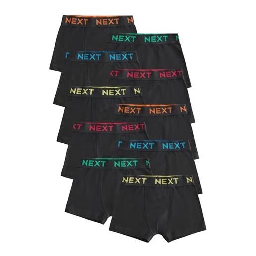 NEXT ragazzo confezione da 10 boxer aderenti black with colour waistband 13 anni