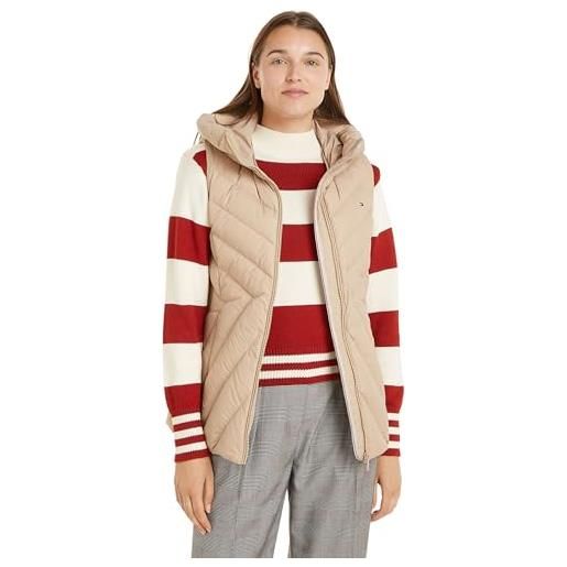 Tommy Hilfiger donna gilet chevron vest gilet imbottito con cappuccio, beige (beige), s