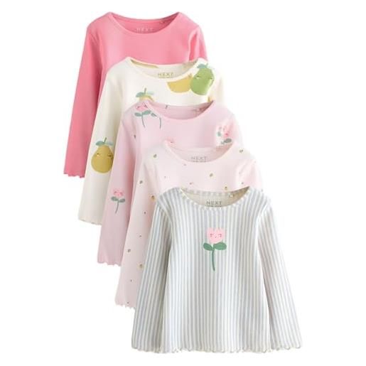 NEXT ragazza confezione da 5 top a maniche lunghe a coste light pink 9 mesi