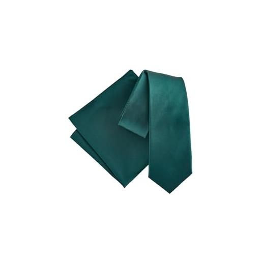 NEXT uomini set con cravatta e fazzoletto da taschino in seta - modello classico verde foresta one size