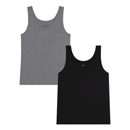 Magnolia Lounge set di 2 canottiere da donna - maglietta in bambù ultra morbida & camisole - delicato sulla pelle, traspirante e taglio largo, ideale per layering e loungewear, grigio e nero. , xl
