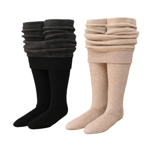 ACMEDE 2 paia collant calzamaglia bambina inverno termico colori solidi leggings calze maglia neonata confortevole e morbido pantyhose tights adatto alle scuole e all'esterno taglia 3-13 anni