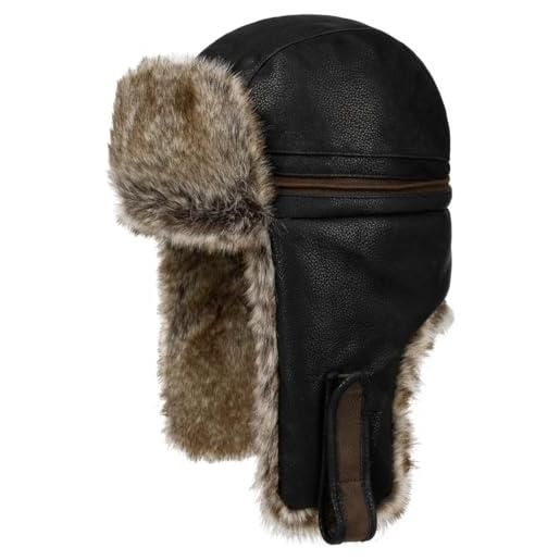 Stetson cappello aviatore cowhide bomber uomo - chapka da pilota con paraorecchie, fodera, fascia in pelle autunno/inverno inverno - l (58-59 cm) nero