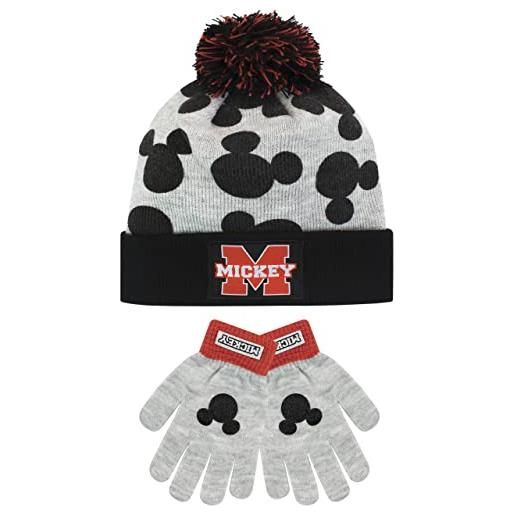 Disney cappello sciarpa guanti invernale set per bambini mickey mouse grigio taglia unica