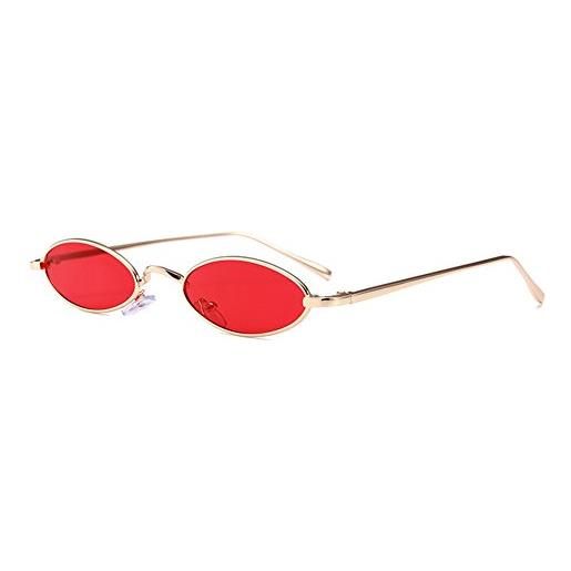 Mxssi small oval occhiali da sole per uomo donna retro metal frame giallo rosso occhiali da sole vintage c1