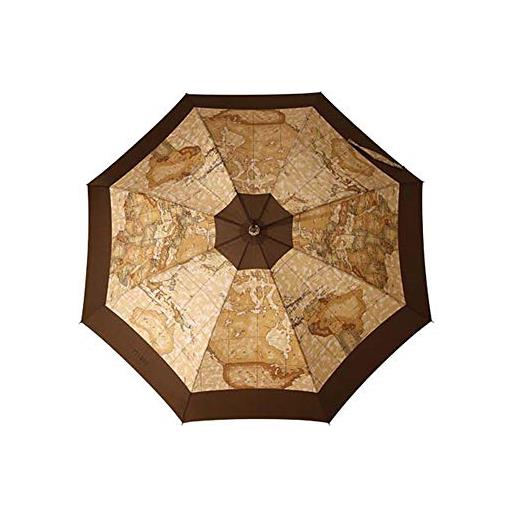 Alviero Martini 1A Classe ombrello automatico lungo antivento, geo bordo marrone, made in italy