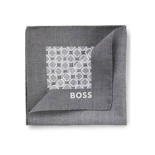 BOSS pochette da taschino in seta con stampa digitale, grigio a motivi