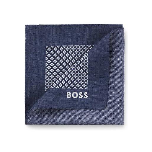 BOSS pochette da taschino in seta con stampa digitale, blu a motivi