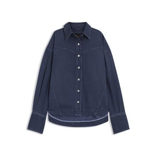 BOSS camicetta oversize in denim rigido blu fumé, blu