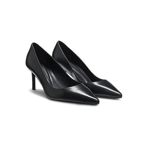 BOSS décolleté in pelle con punta affusolata, nero