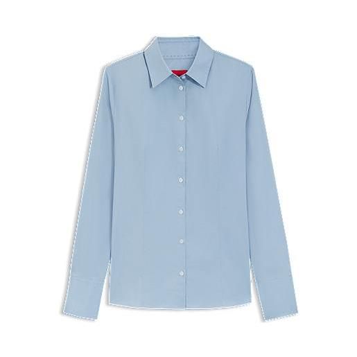 HUGO camicetta slim fit in twill di misto cotone facile da stirare, celeste
