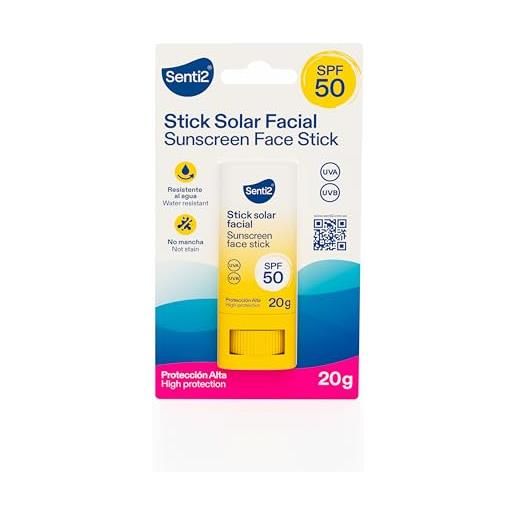Senti2 - stick solare viso spf50, waterproof, protezione alta - 20g