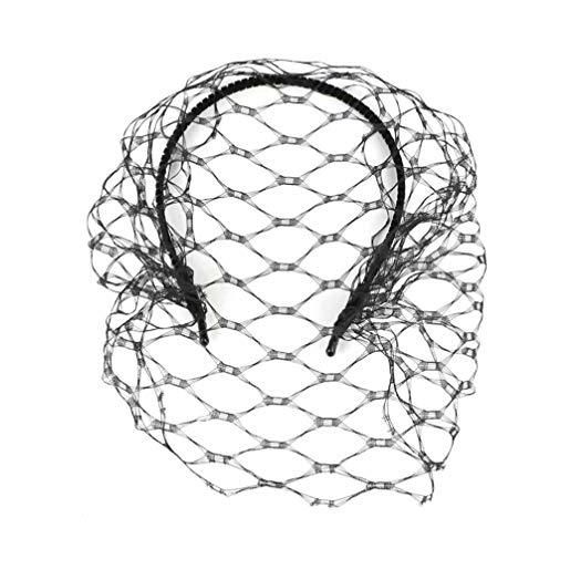 Minkissy fascinator velo velo fascia per uccelli velo fascia per capelli fascia per capelli copricapo gotico per sposa matrimonio mascherata palla velo foto puntello (nero)