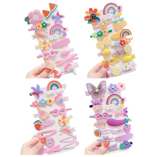 OTKARXUS fermagli per capelli per ragazze, 56 fermagli per capelli a forma di fiore e frutta, graziosi cartoni animati, per bambine, accessori per capelli per bambine, regalo di compleanno, natale, festa dei