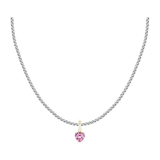 Morellato collana donna cuore in acciaio, zirconi, collezione drops, regalo donna - scz1355