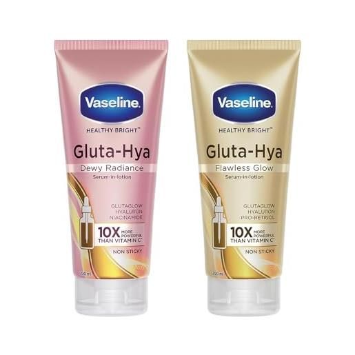 Sell n Ship vaselin. Gluta-hya flawless glow + dewy radiance lozione per il corpo, confezione combinata da 200 ml