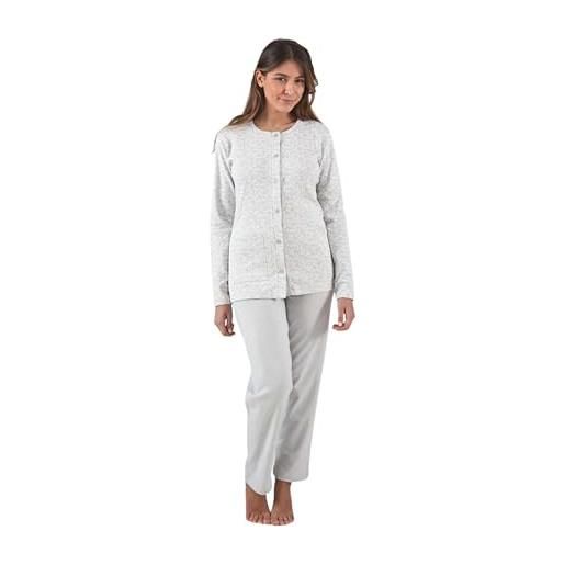 Vlazom Pigiama da Donna Invernale Pigiami Donna a Maniche Lunghe Scollo a V Indumenti da Notte con Bottoni,Rosa Scuro,XXL