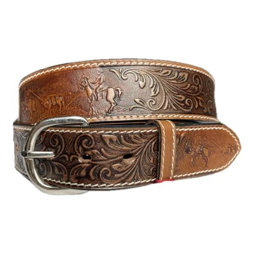 CHARRO el e501 cintura country western in vero cuoio tema cattura del toro (100/115)