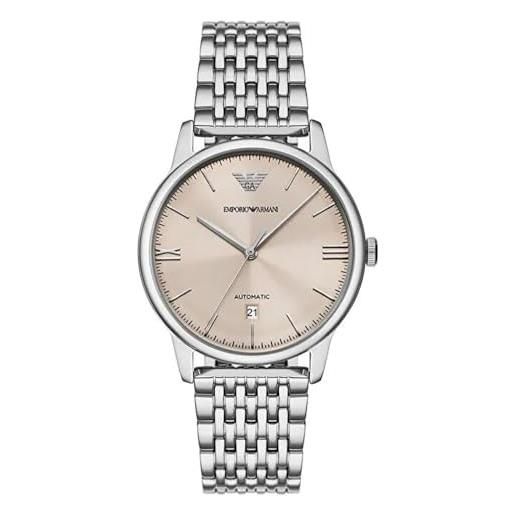 Emporio Armani orologio analogico automatico uomo con cinturino in acciaio inossidabile ar60082, beige