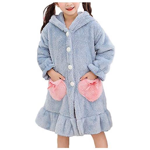 Shaoyao vestaglia |pigiami | bambini | bambine | ragazzi | ragazze | con cappuccio blu 160cm(adatto per altezza: 155-165cm/61.02-64.96)