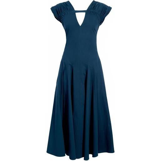 Proenza Schouler abito midi manoela con dettaglio cut-out e arricciatura - blu
