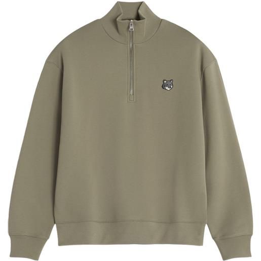 Maison Kitsuné felpa con mezza zip - verde