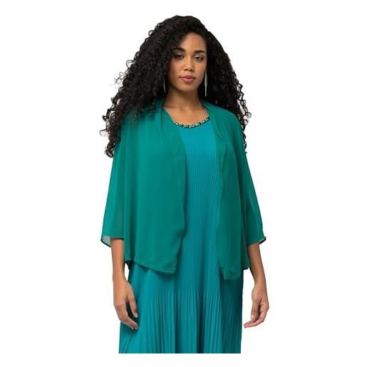 Ulla Popken chiffonjacke, oversized, schalkragen, 3/4-arm, giacche da interno donna, grün, 