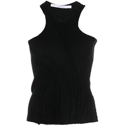 Talia Byre canotta a coste con scollo all'americana - nero