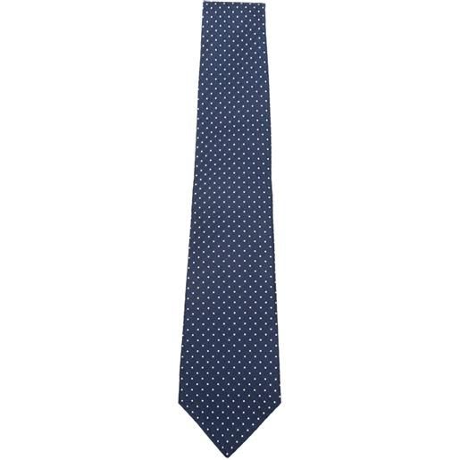 Kiton polka-dot silk tie - blu