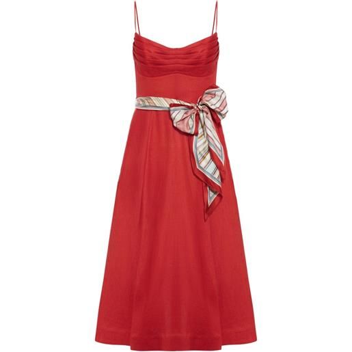 ZIMMERMANN abito midi rebellion tuck a righe - rosso