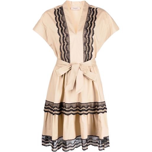 TWINSET abito con ricamo - toni neutri