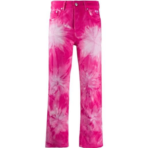 MSGM jeans crop con fantasia tie dye - rosa