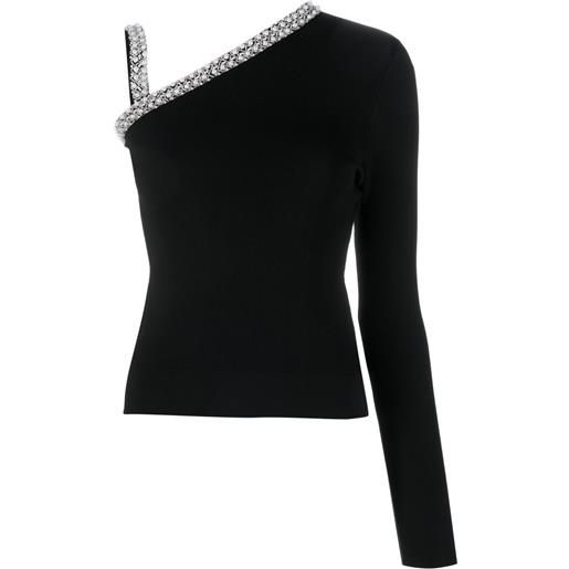 Karl Lagerfeld top monospalla con finte perle - nero
