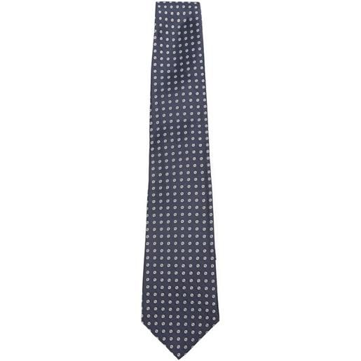 Kiton geometric-patterned silk tie - blu